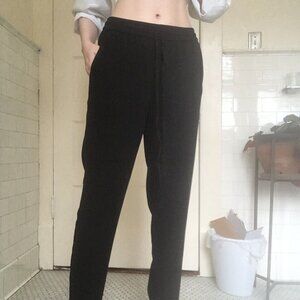 J. Crew 00 Black Sweatpants Elastic Drawstring Pockets Straight Leg Synthetic